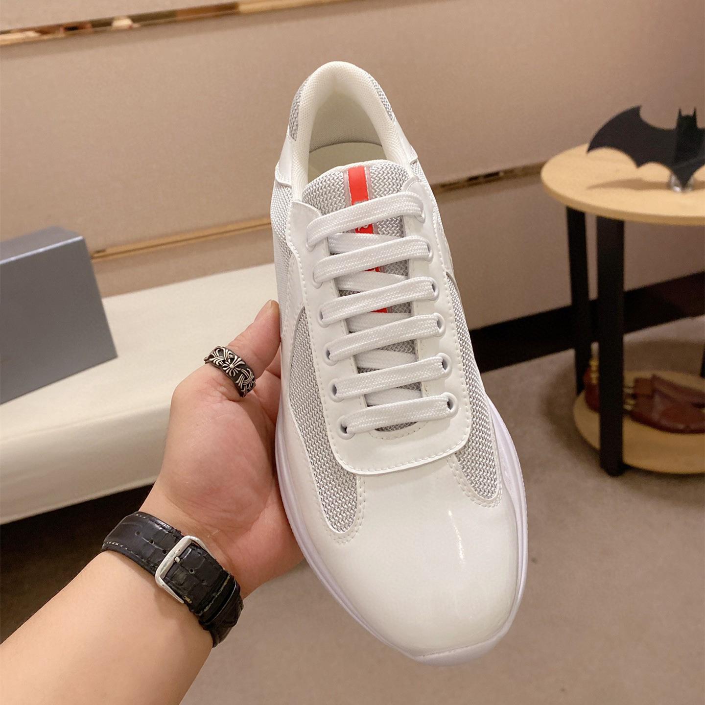 European station men's shoes autumn white low-top leather breathable casual round toe mesh patent leather solid color lace-up sneakers