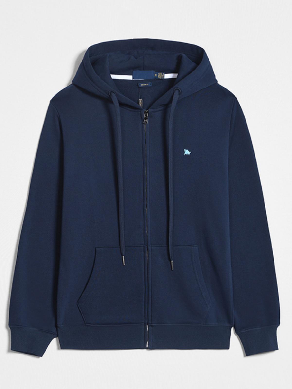 Cardigan sweatshirt men's cotton sports autumn clothes american casual simple jacket loose hooded zip jacket plus size