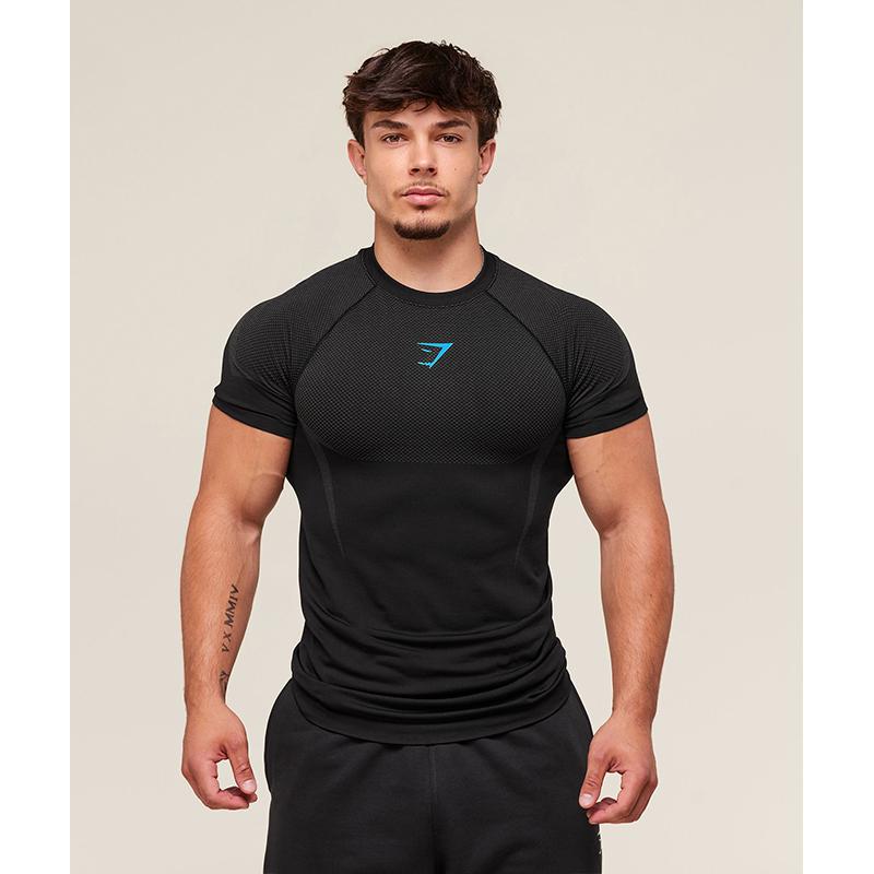 American Shark Men's Outdoor Running Sports Slim Top Fitness Training Iron Handsome Stretch Quick-Drying T-Shirt