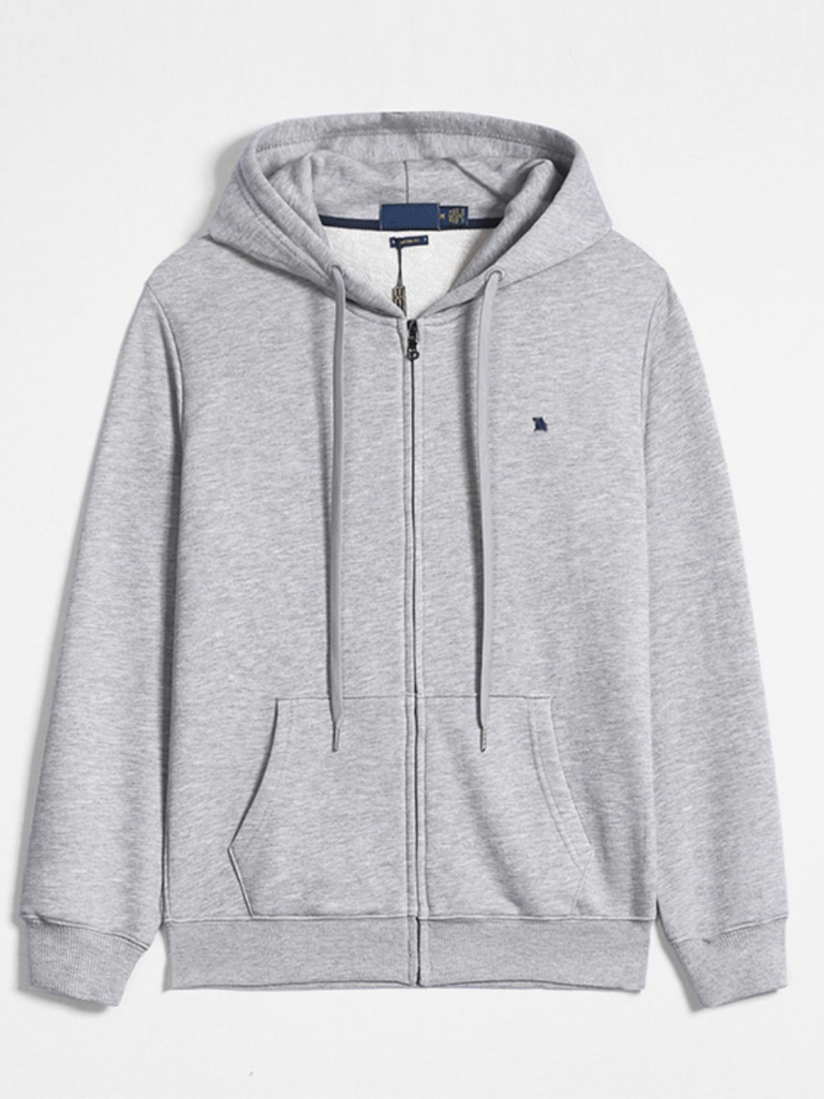 Cardigan sweatshirt men's cotton sports autumn clothes american casual simple jacket loose hooded zip jacket plus size
