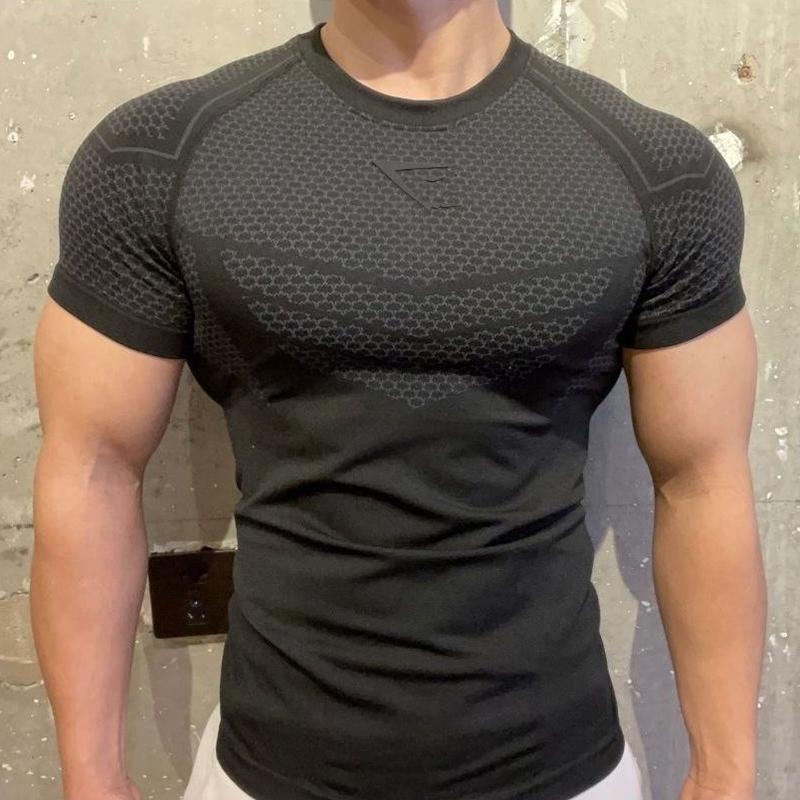 Superhero Sports, Fitness, Quick Dry, Crewneck, Stretch Top, American Men's Casual Comfortable, Breathable, Skinny T-Shirt