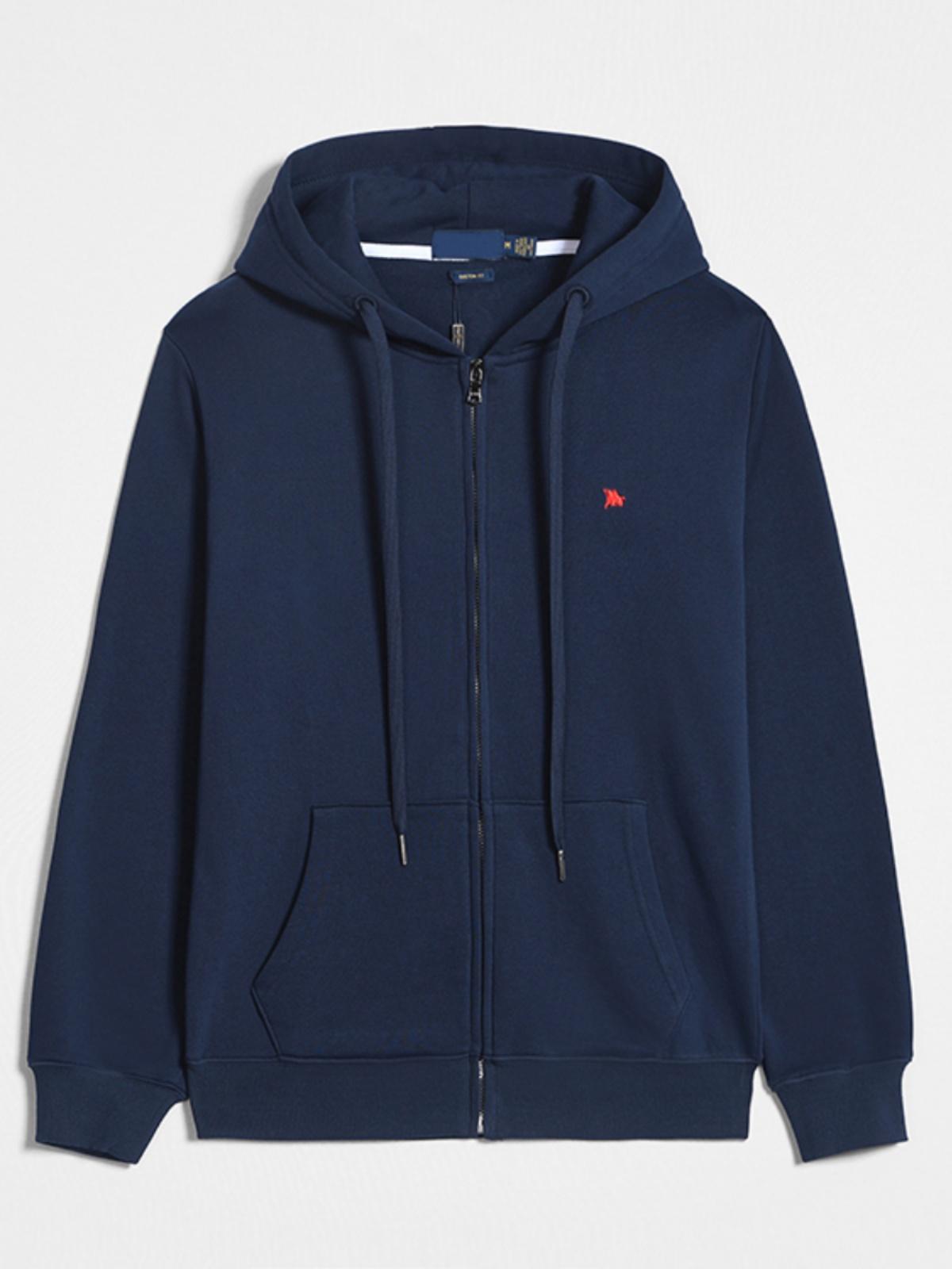 Cardigan sweatshirt men's cotton sports autumn clothes american casual simple jacket loose hooded zip jacket plus size
