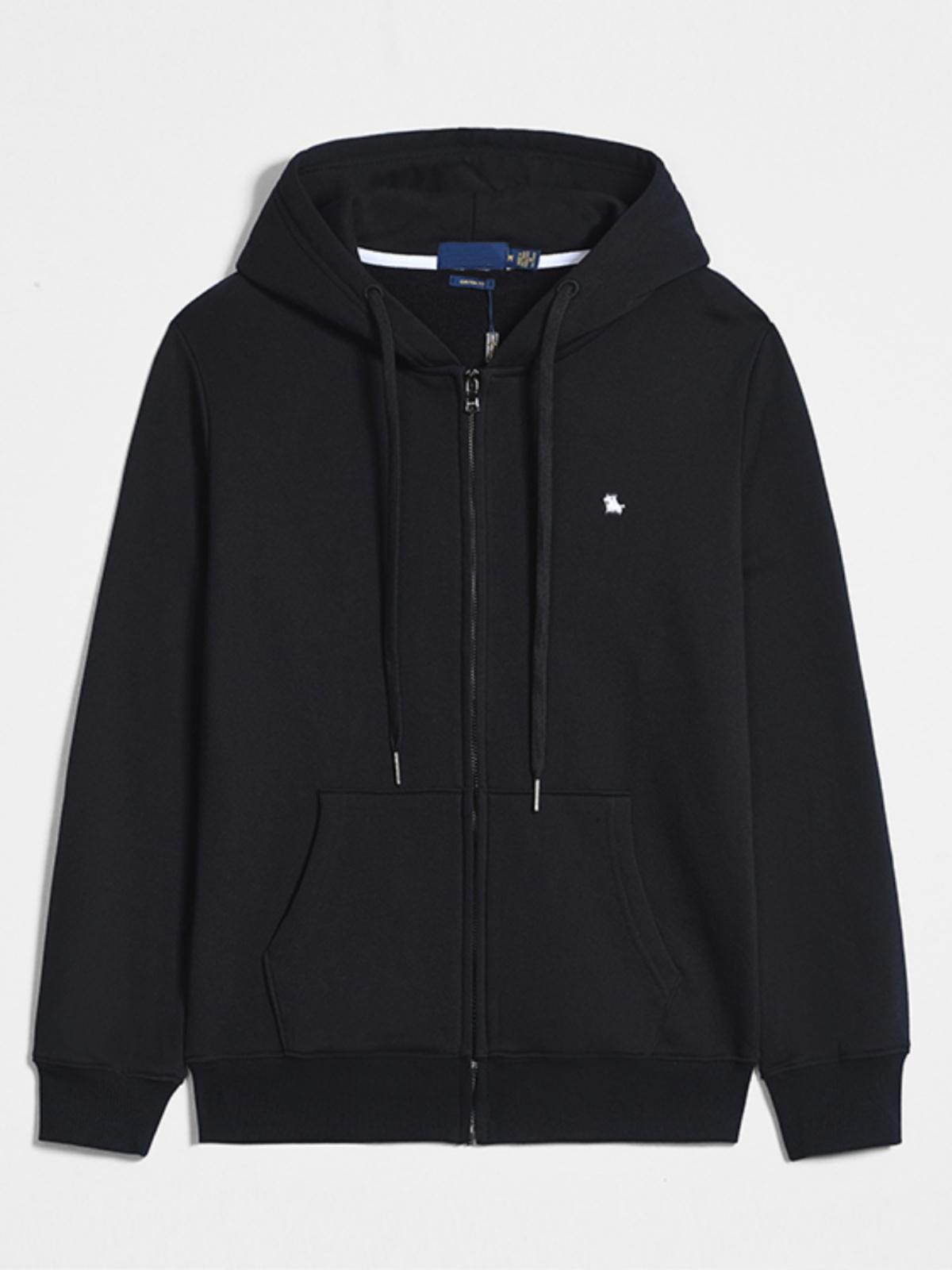 Cardigan sweatshirt men's cotton sports autumn clothes american casual simple jacket loose hooded zip jacket plus size