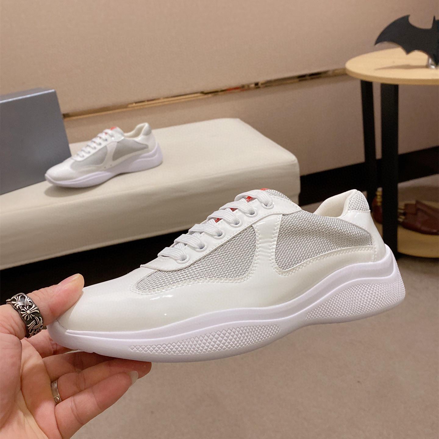European station men's shoes autumn white low-top leather breathable casual round toe mesh patent leather solid color lace-up sneakers