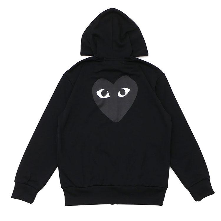 Japanese tide brand play men and women couples hooded sweater small black heart embroidery autumn and winter long-sleeved fleece sweater