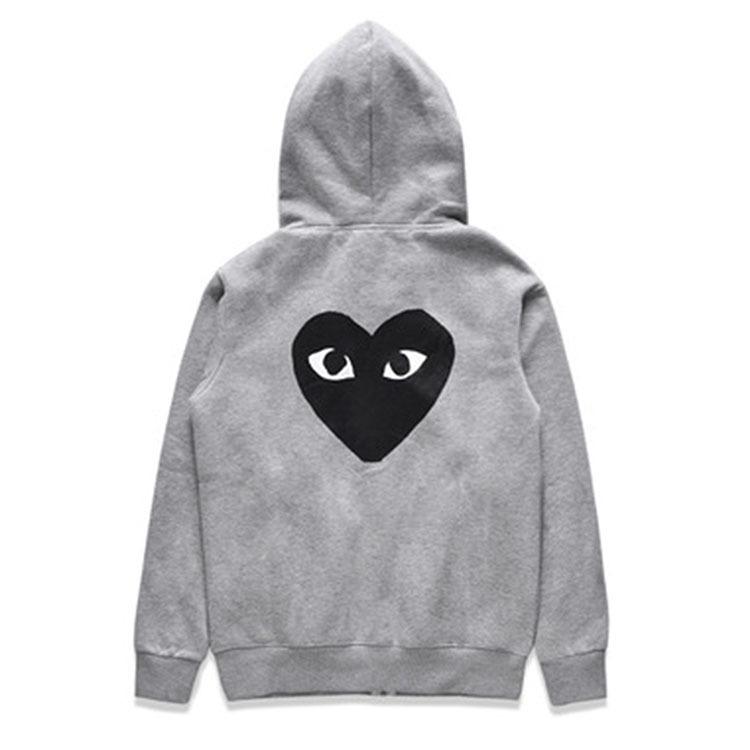 Japanese tide brand play men and women couples hooded sweater small black heart embroidery autumn and winter long-sleeved fleece sweater