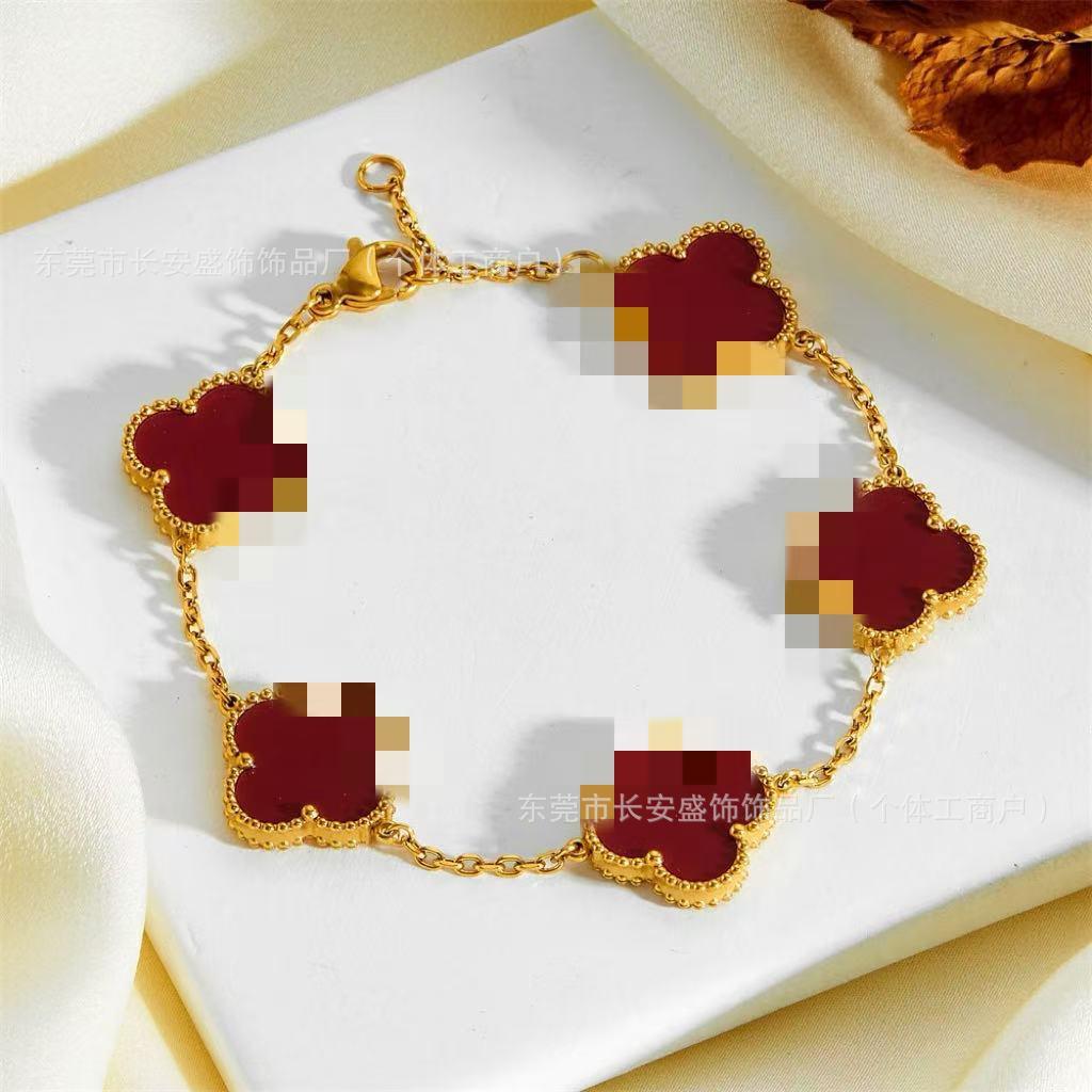 15mm Amazon cross-border explosive 18K double-sided shell lucky four-leaf clover bracelet fashion light luxury high version for women