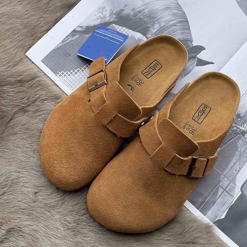 Genuine Boken Slippers Women's 2025 New Wear Baotou Semi-Drag Thick Sole Versatile BK Retro Pedal Slip-on Shoes