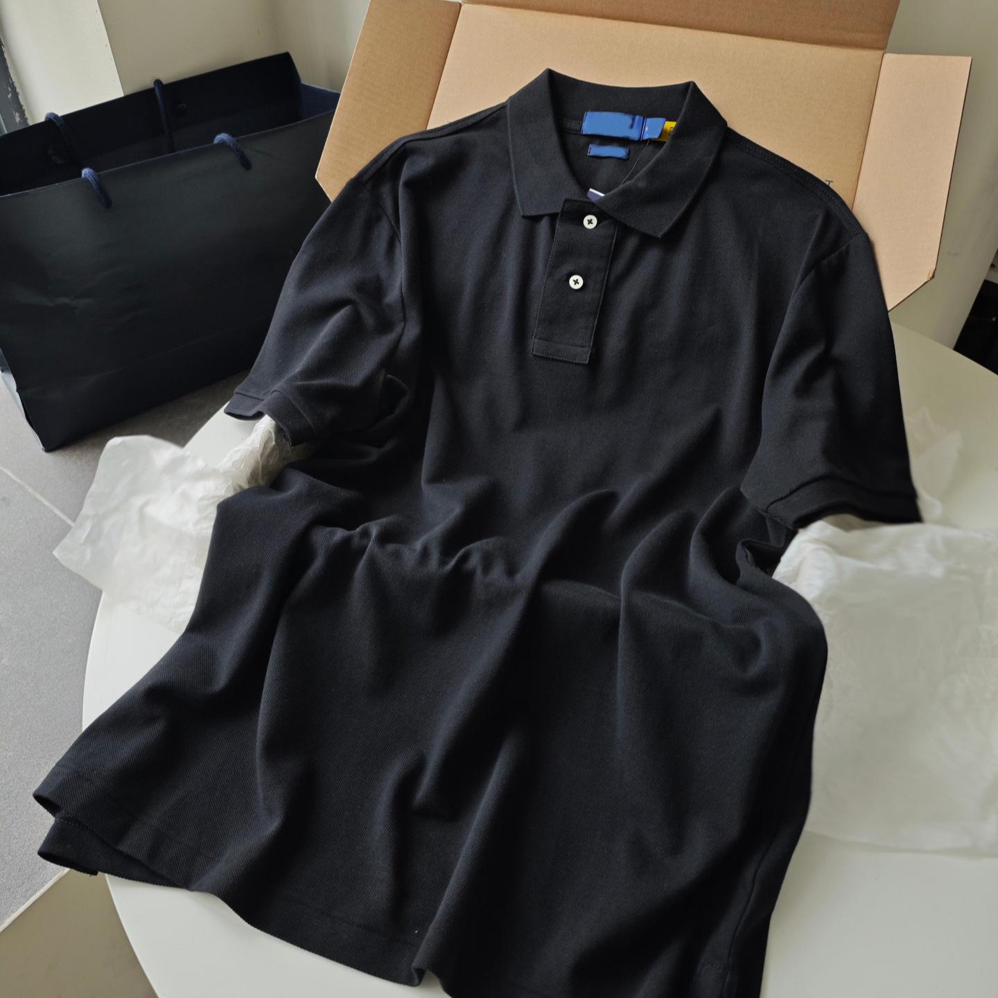 New light luxury business cotton short-sleeved T-shirt, pony embroidered two-button polo shirt, men's and women's tops, commuting