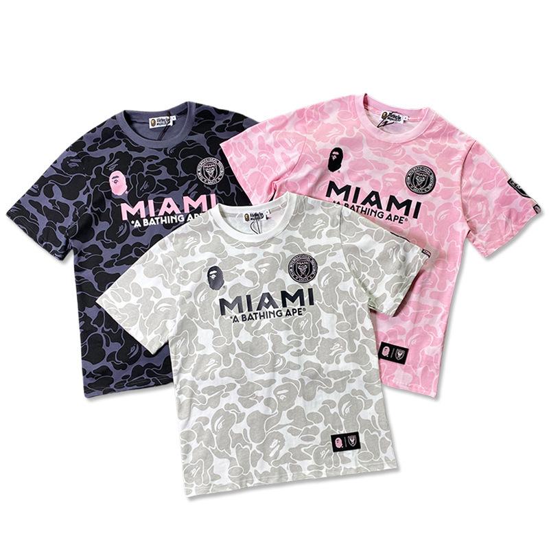 Cross-border foreign trade wholesale camouflage sports short sleeve 3D printed T-shirt Ape Man International Co-branded Miami MIAMI Round Neck