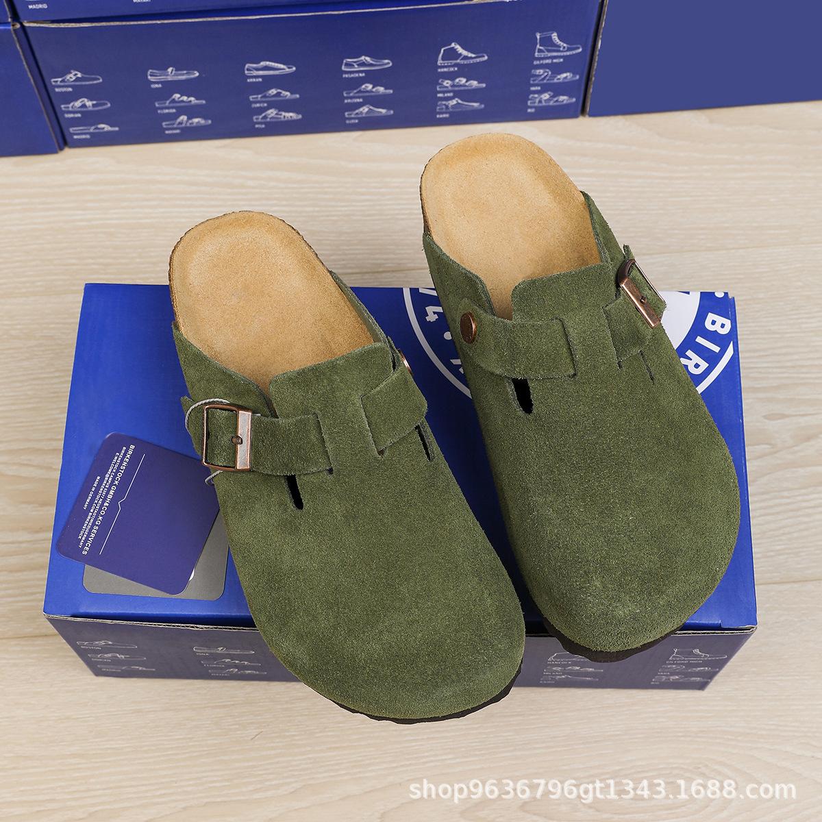 Retro thick-soled toe semi-slippers worn outside the fall of 2024 new casual lazy one-foot Boken slippers women