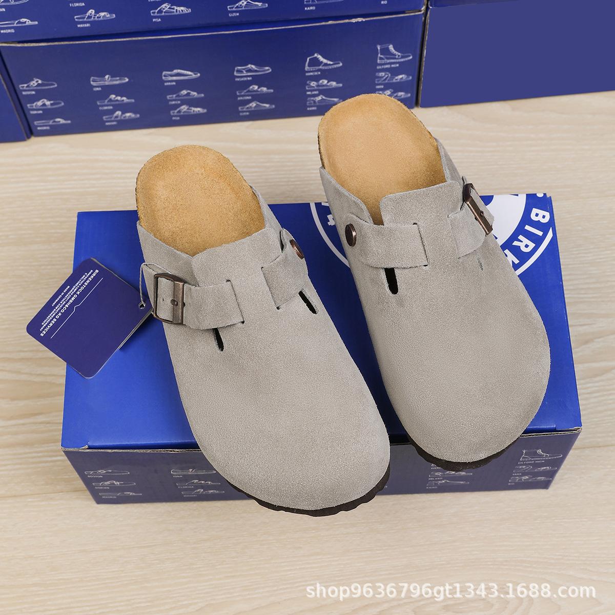 Retro thick-soled toe semi-slippers worn outside the fall of 2024 new casual lazy one-foot Boken slippers women