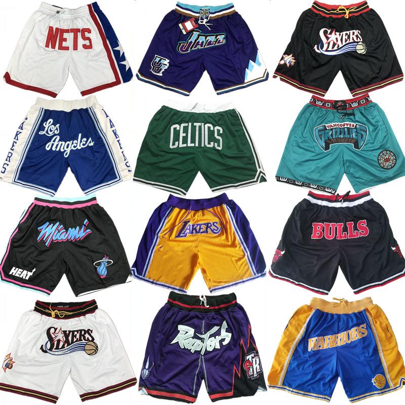 Jersey shorts Lakers Joe James Raptors Magic Heat retro dense rust pocket training pants men and women summer sports