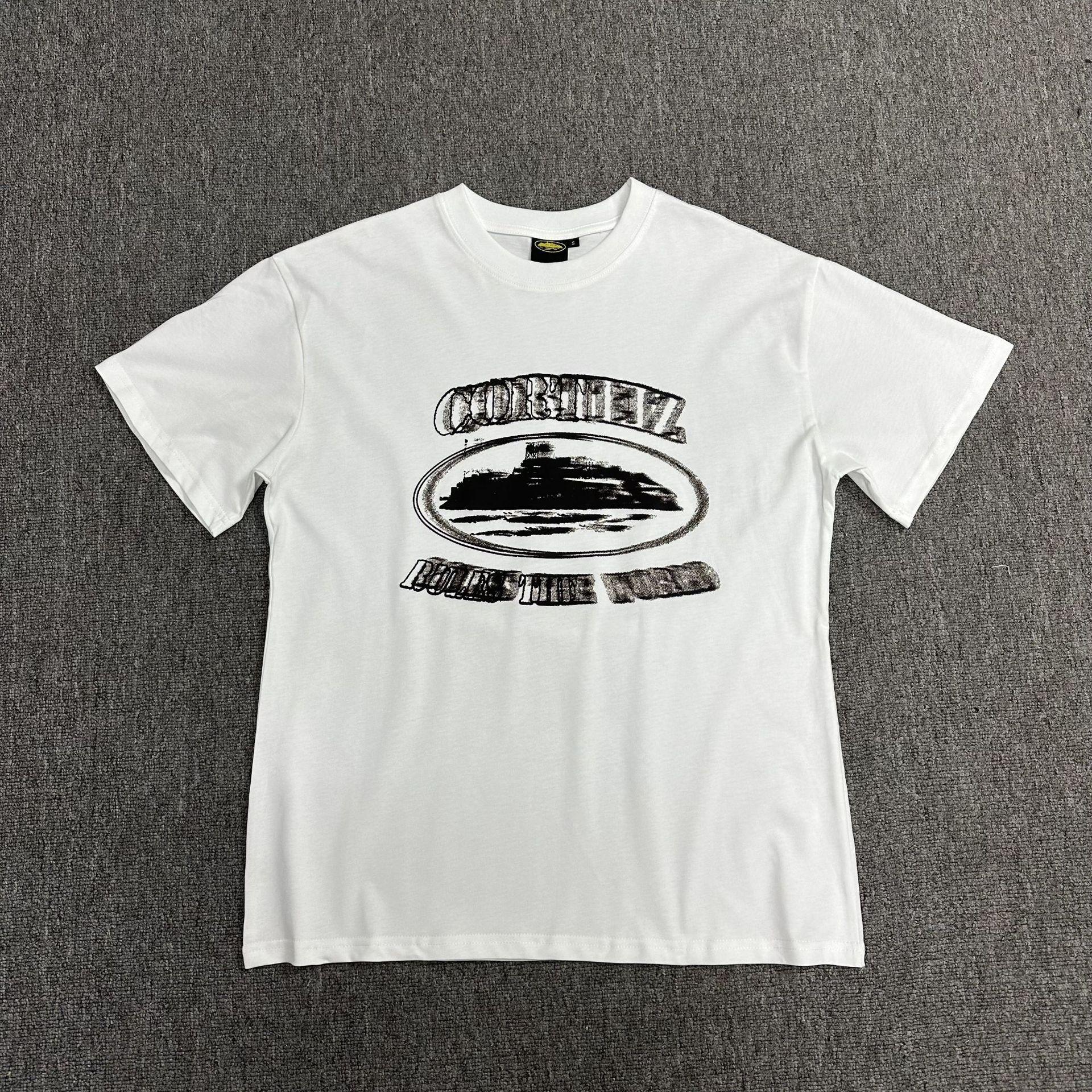 240g corteiz Alcatraz collection T-shirt short sleeve letter logo print men's and women's double gauze fashion short sleeve trend