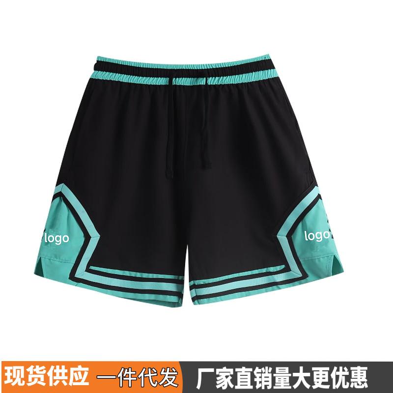 New American shorts, contrasting stripes, casual breathable basketball sweatpants, comfortable running training, loose mesh trend