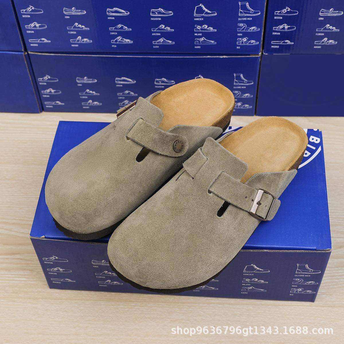 Retro thick-soled toe semi-slippers worn outside the fall of 2024 new casual lazy one-foot Boken slippers women
