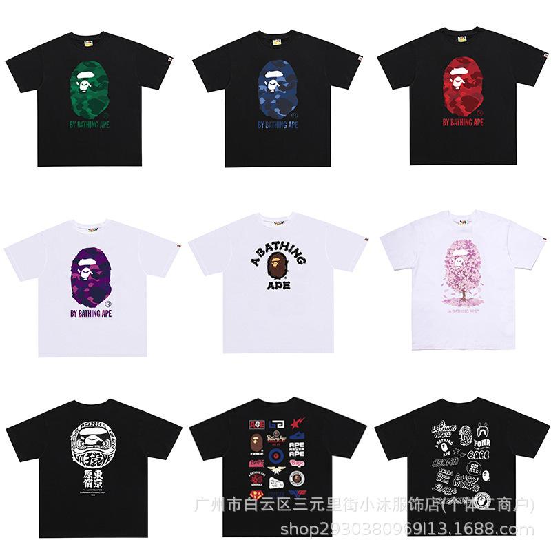 Cross-border foreign trade fashion brand short sleeve male letter print American street cotton loose couple casual T-shirt half-sleeved shirt