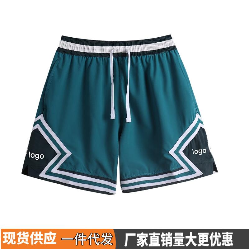 New American shorts, contrasting stripes, casual breathable basketball sweatpants, comfortable running training, loose mesh trend