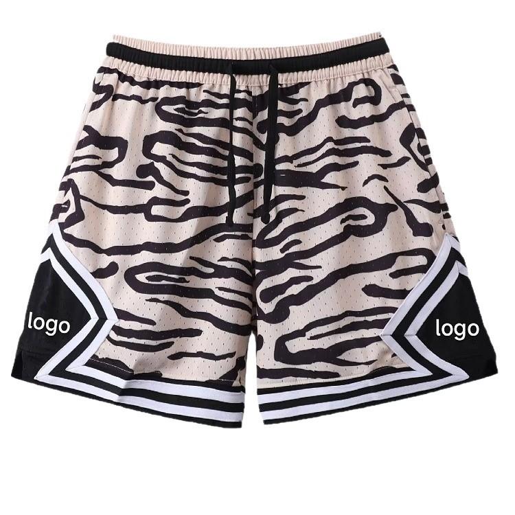 New American shorts, contrasting stripes, casual breathable basketball sweatpants, comfortable running training, loose mesh trend