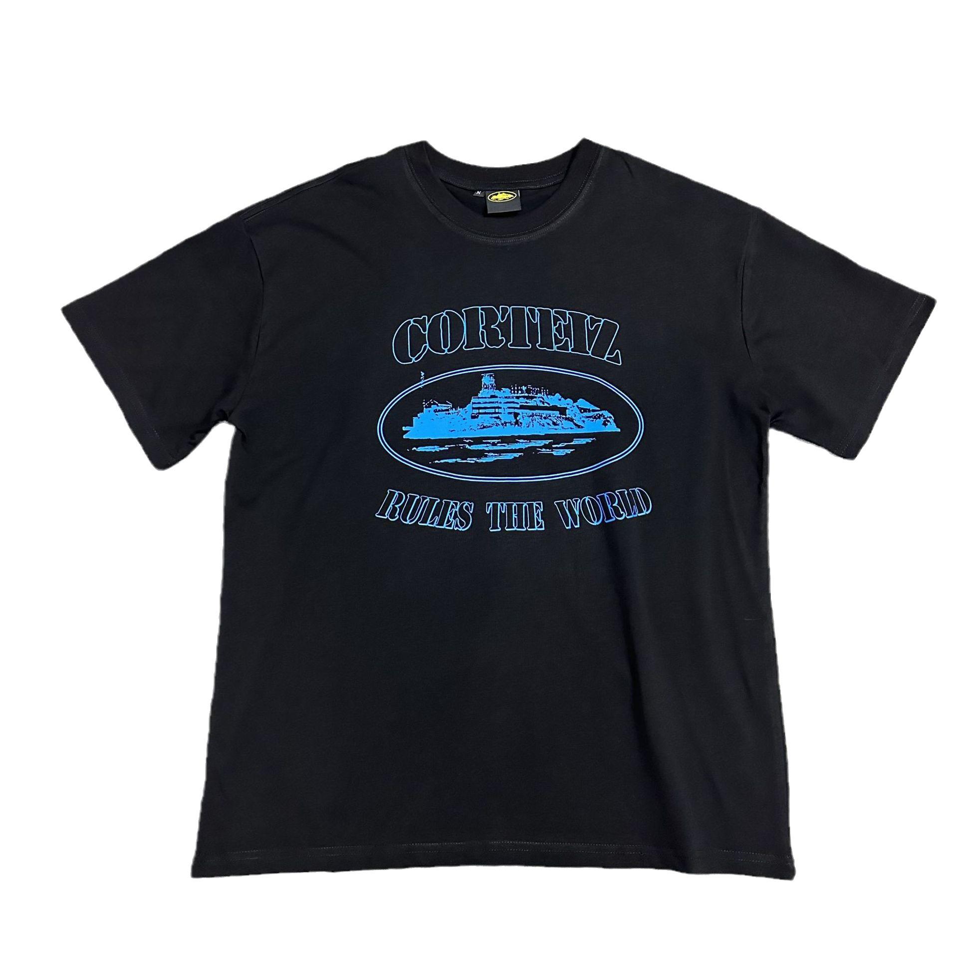 240g corteiz Alcatraz collection T-shirt short sleeve letter logo print men's and women's double gauze fashion short sleeve trend