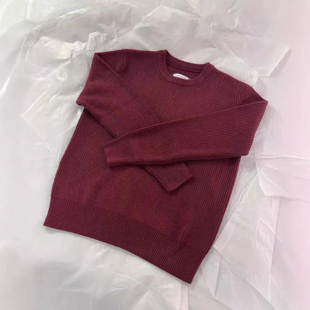 Majia boxy sweater, men's fashion brand, fashionable, simple, solid color, couple knitwear, winter casual ins, red coat
