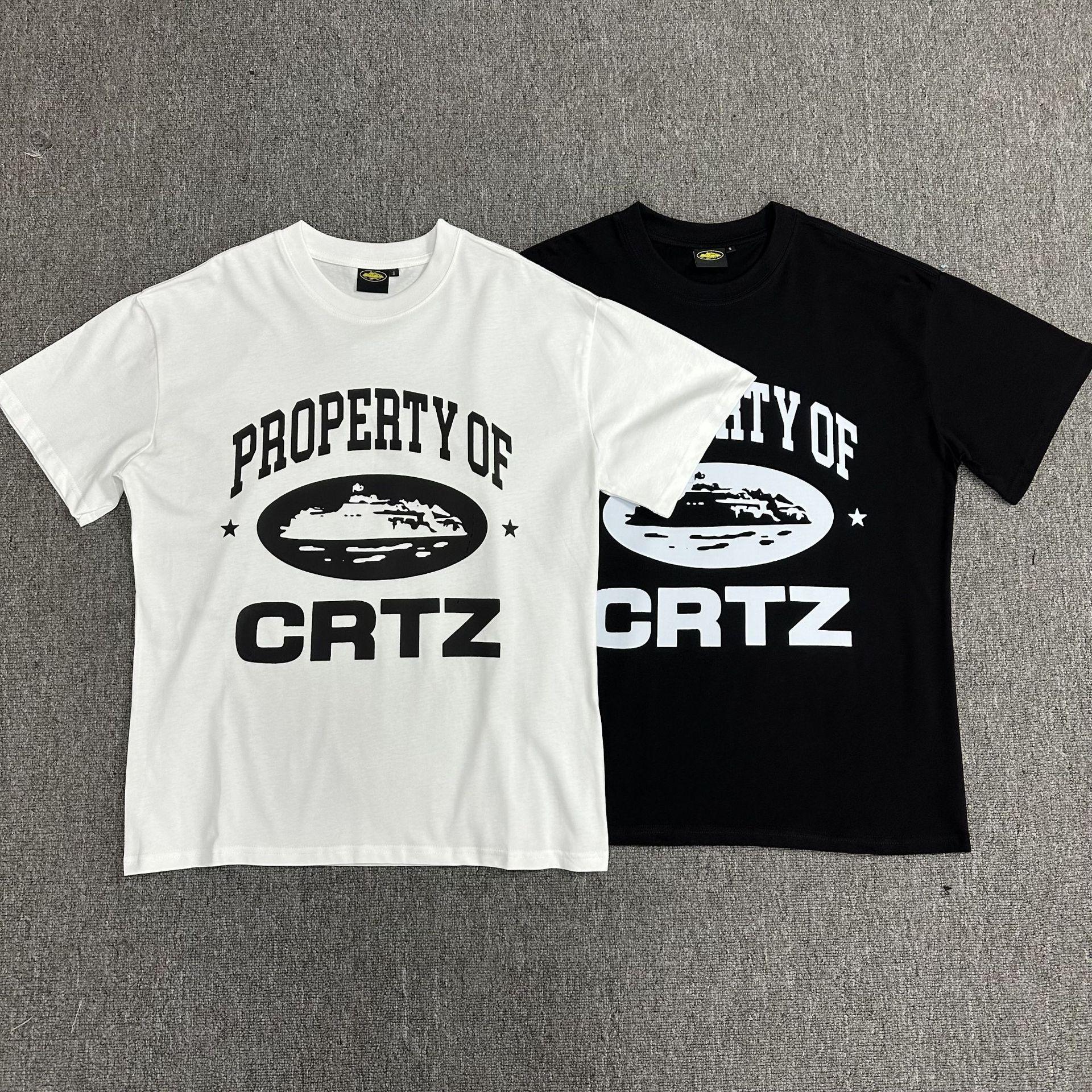240g corteiz Alcatraz collection T-shirt short sleeve letter logo print men's and women's double gauze fashion short sleeve trend