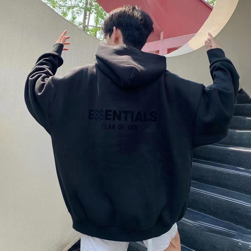 Flocked hooded sweatshirt high street loose casual american couple pullover for men and women