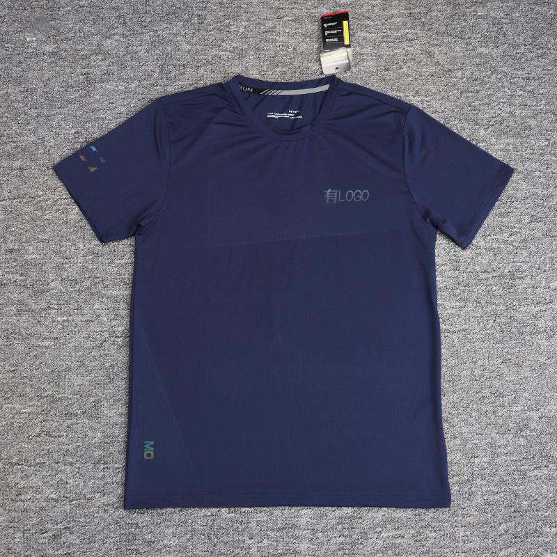 Summer European and American sports quick-drying clothes short-sleeved t-shirt men's summer loose fitness elastic round neck large size casual top