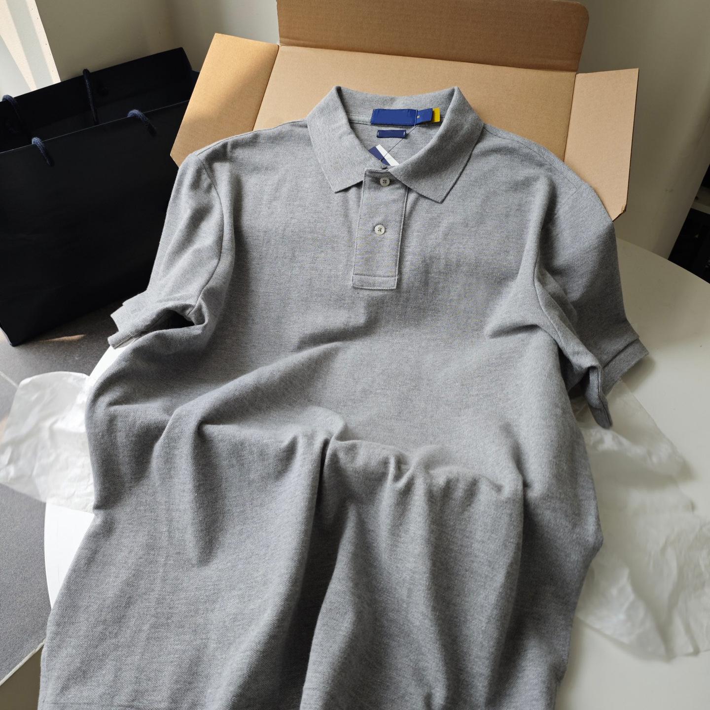 New light luxury business cotton short-sleeved T-shirt, pony embroidered two-button polo shirt, men's and women's tops, commuting