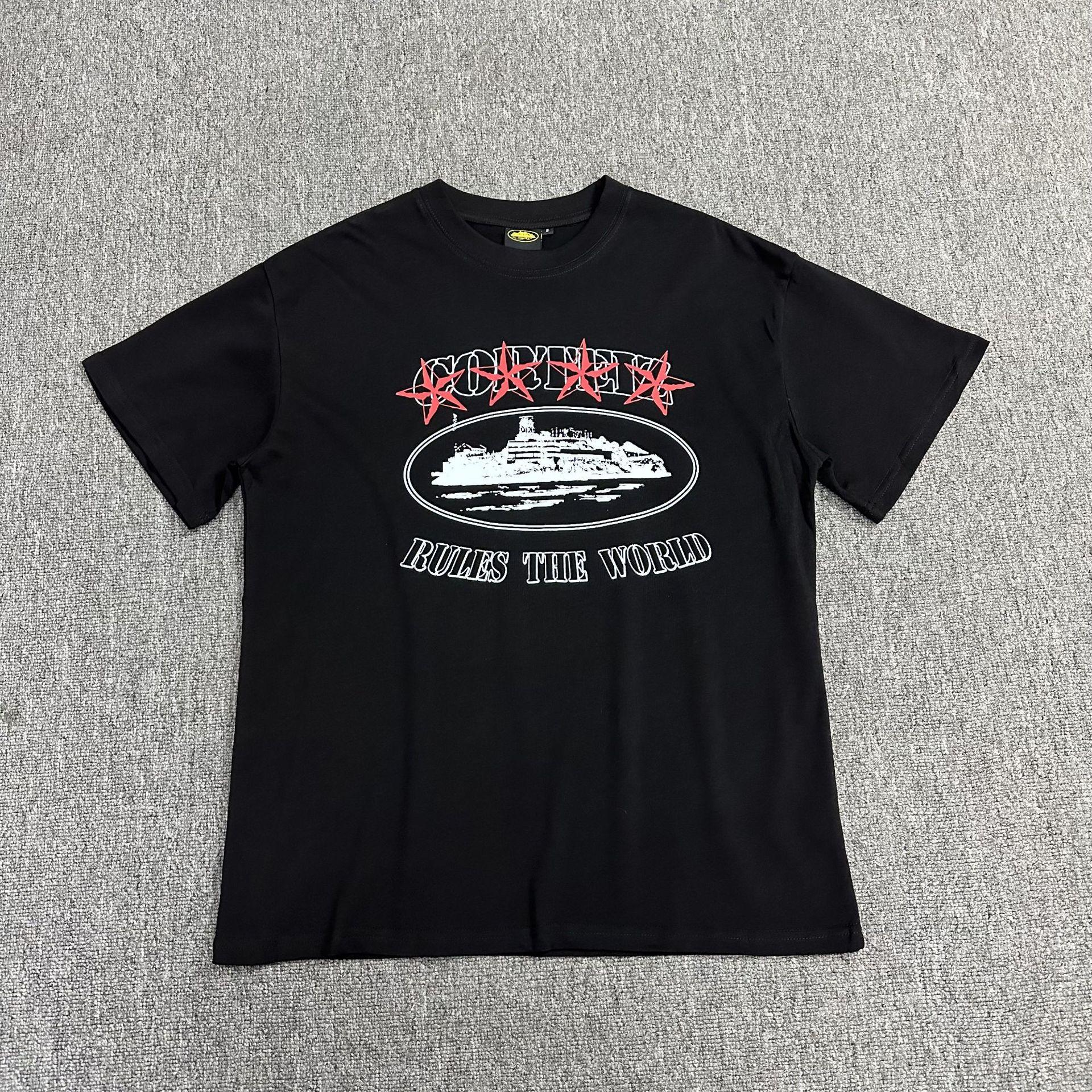 240g corteiz Alcatraz collection T-shirt short sleeve letter logo print men's and women's double gauze fashion short sleeve trend