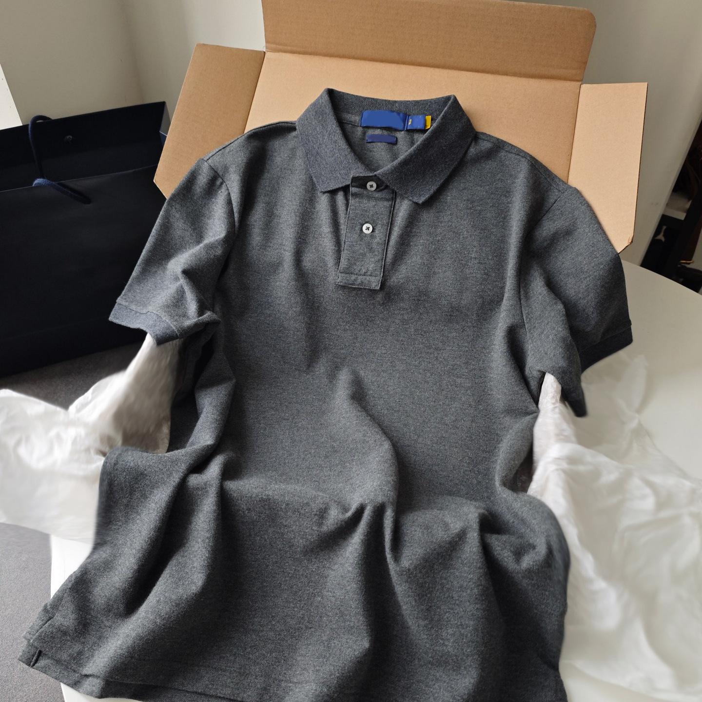 New light luxury business cotton short-sleeved T-shirt, pony embroidered two-button polo shirt, men's and women's tops, commuting