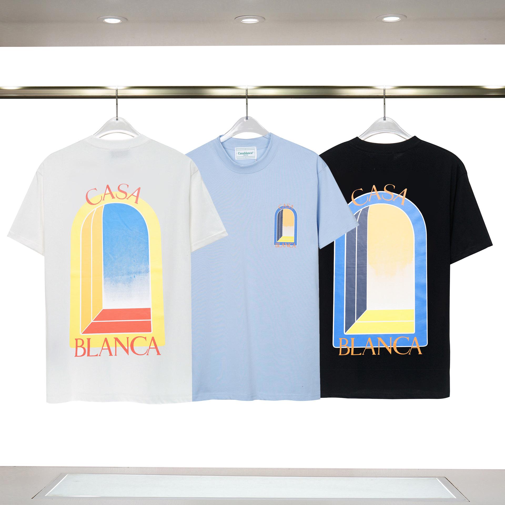 Foreign trade new product Casablanca short-sleeved door of illusion letter logo printing personality round neck short-sleeved T-shirt