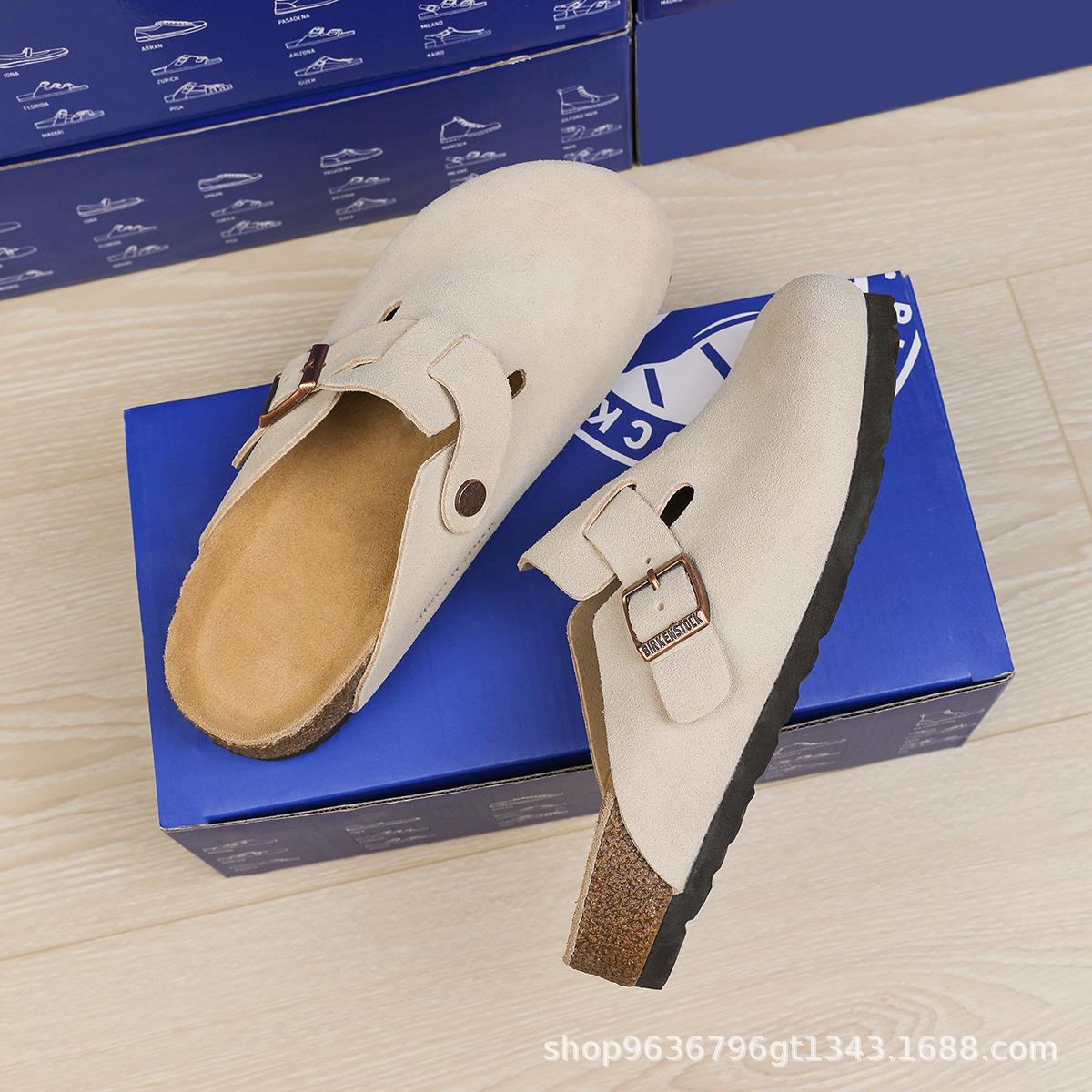 Retro thick-soled toe semi-slippers worn outside the fall of 2024 new casual lazy one-foot Boken slippers women