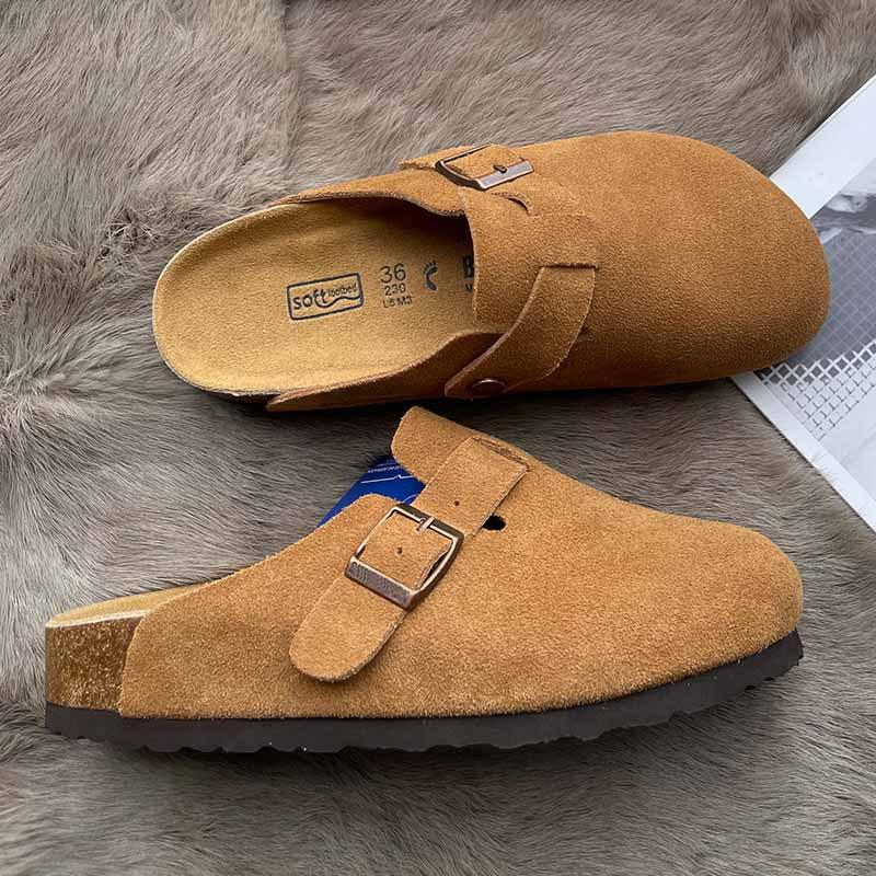 Genuine Boken Slippers Women's 2025 New Wear Baotou Semi-Drag Thick Sole Versatile BK Retro Pedal Slip-on Shoes
