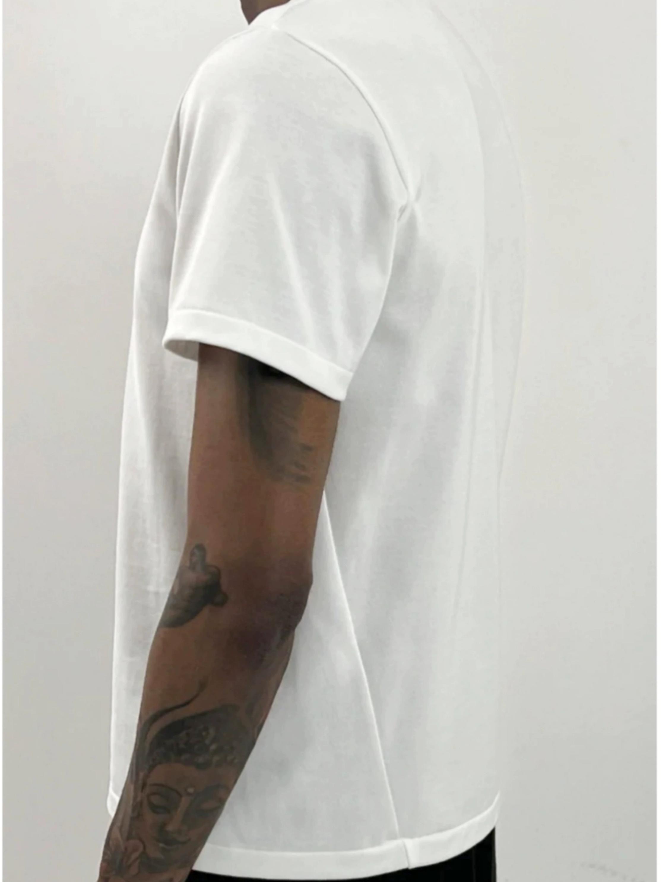 Vujade007 twisted cut short sleeves summer casual bottom plain white CleanFit T-shirt Kenijima