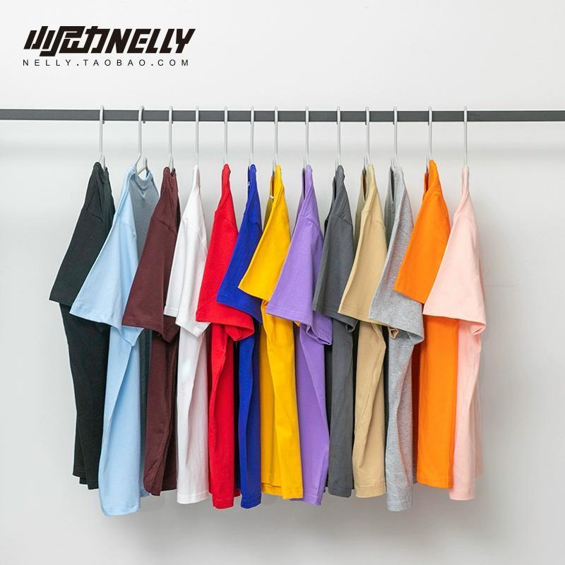 Little Nili bf American heavyweight pure cotton short-sleeved t-shirt men and women basic solid color oversize white TEE