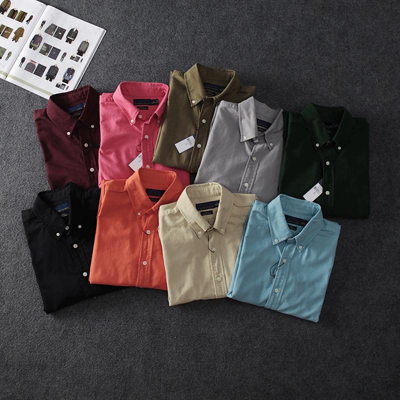 80 high-density cotton oxford spinning Europe and America single soft washed clothing dyed men's business casual shirt