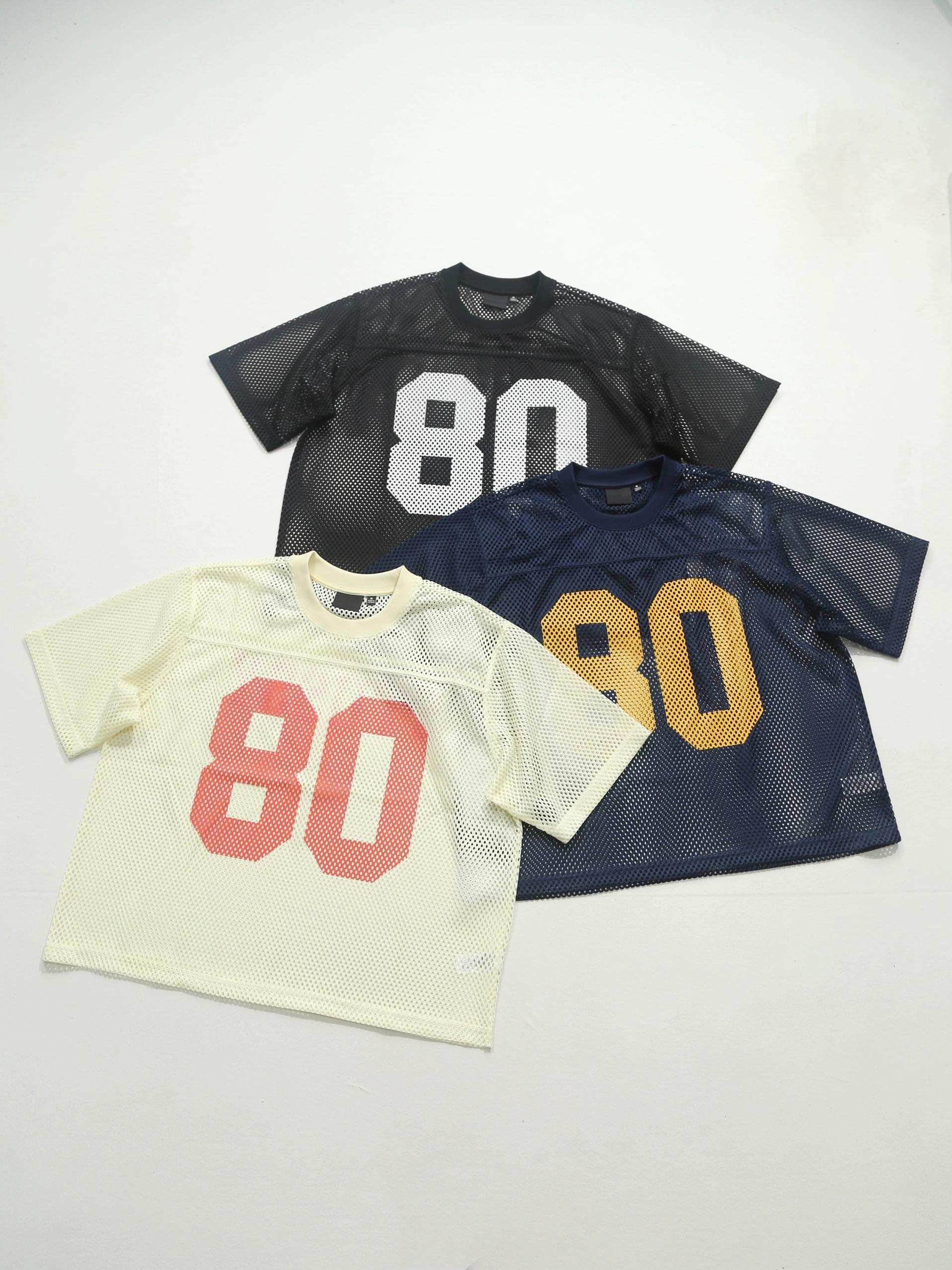 Team Jersey 80 Cutout Mesh Rugby Jersey Alphabet Print Tee Men's & Women's T-Shirts msw