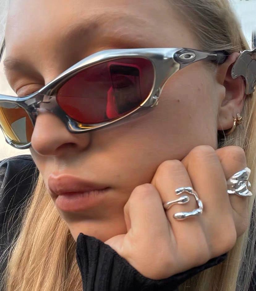 Y2K future technology wind sunglasses polarized steampunk street rock concave shape sunglasses ins neutral cool