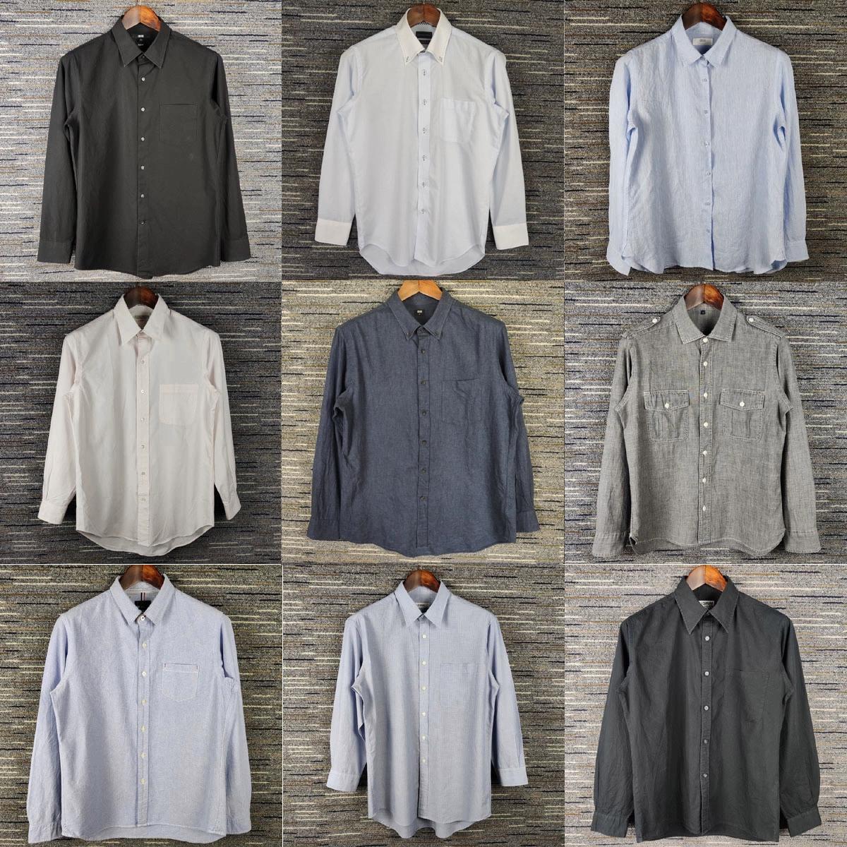 vintage vintage Japanese men's and women's loose casual shirt, fresh cotton spring and autumn thin solid color long-sleeved shirt E10