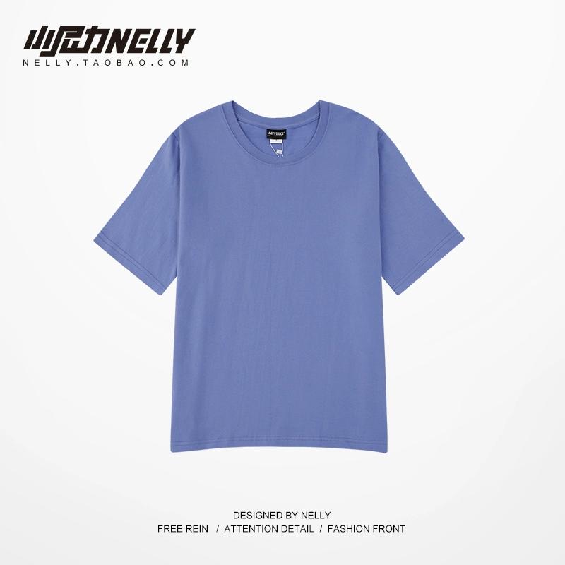 Little Nili bf American heavyweight pure cotton short-sleeved t-shirt men and women basic solid color oversize white TEE
