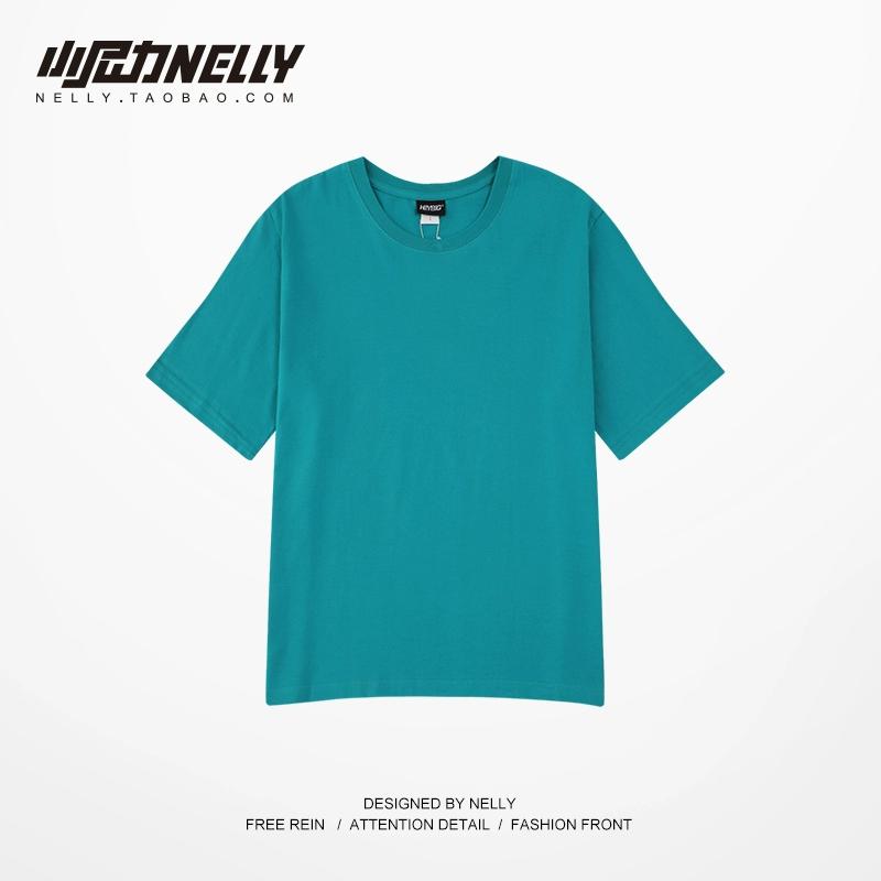 Little Nili bf American heavyweight pure cotton short-sleeved t-shirt men and women basic solid color oversize white TEE