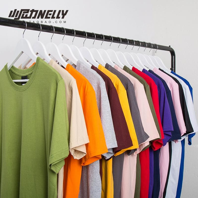 Hip hop cotton solid color couple short sleeve base shirt T-shirt white men and women body shirt pure black half sleeve shirt top
