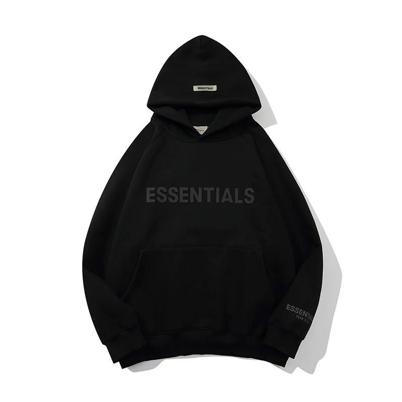Essentials three-dimensional letter printing plus fleece hooded sweater FOG men and women teenagers street hip-hop jacket