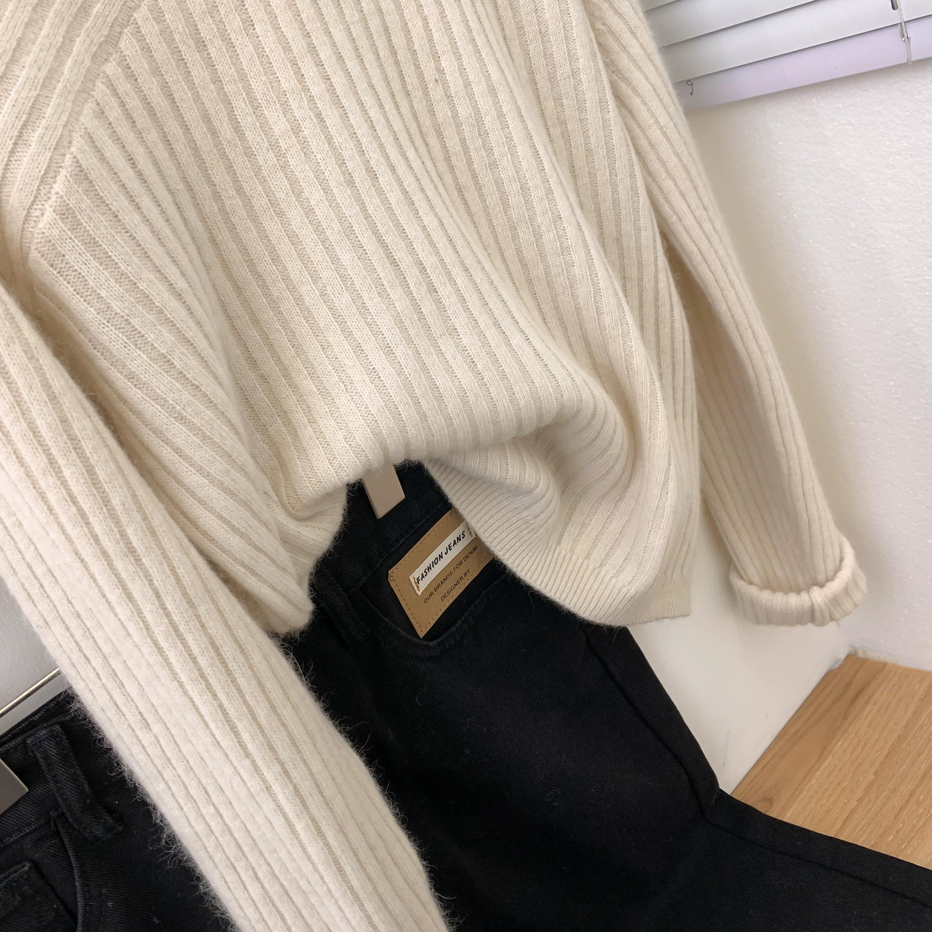 欧货针织衫女秋冬秋季内搭打底衫设计感小众毛衣针织上衣2023新款