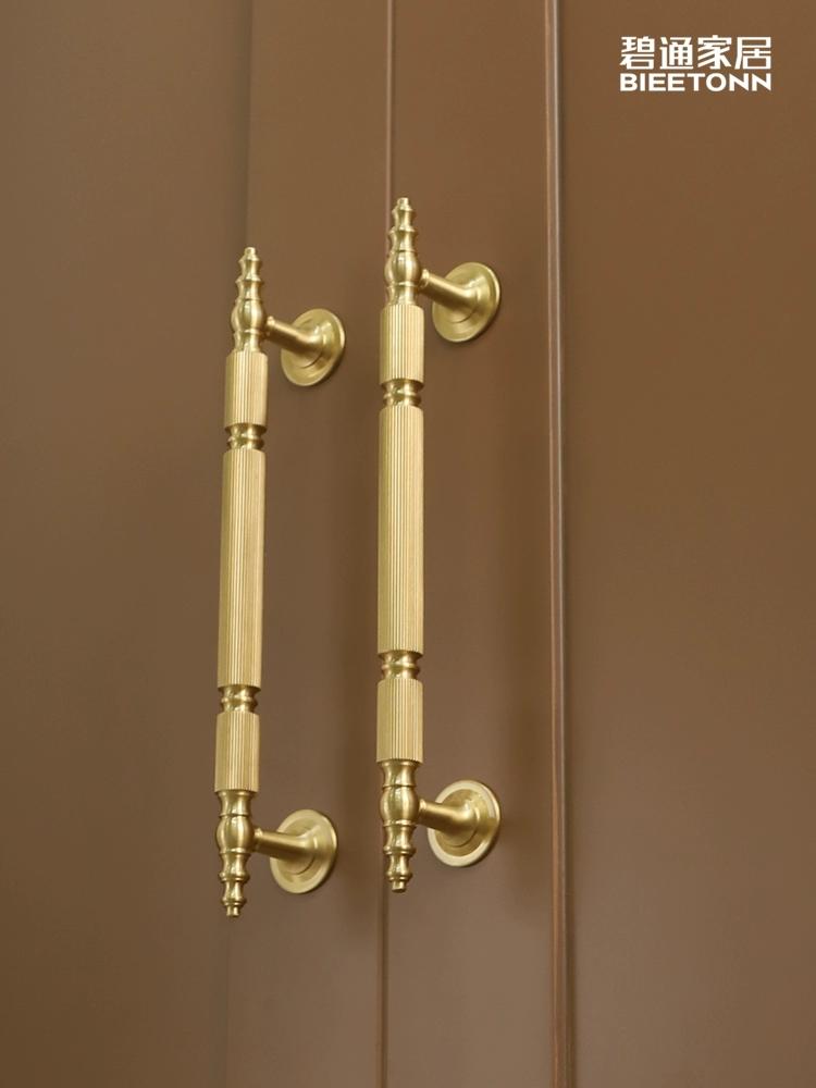Bitong American brass wardrobe, drawers, cabinets, pull-out hand furniture, light luxury, gold refrigerator door, extended handle