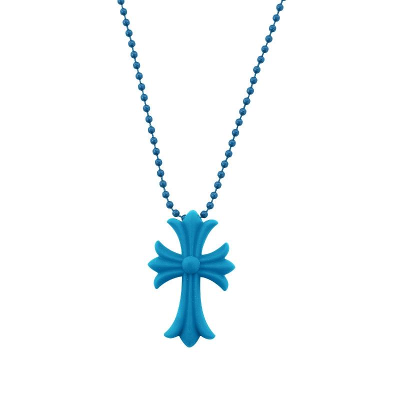 Lovely people trend versatile K Luo heart color resin CH cross necklace Aoyama limited star temperament ins