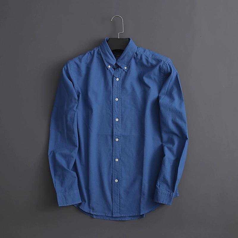 80 high-density cotton oxford spinning Europe and America single soft washed clothing dyed men's business casual shirt
