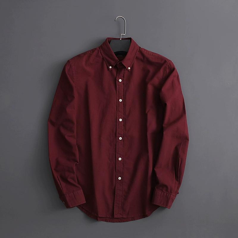 80 high-density cotton oxford spinning Europe and America single soft washed clothing dyed men's business casual shirt