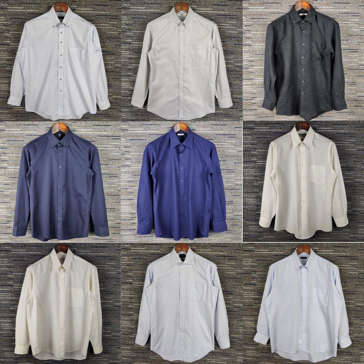 vintage vintage Japanese men's and women's loose casual shirt, fresh cotton spring and autumn thin solid color long-sleeved shirt E10